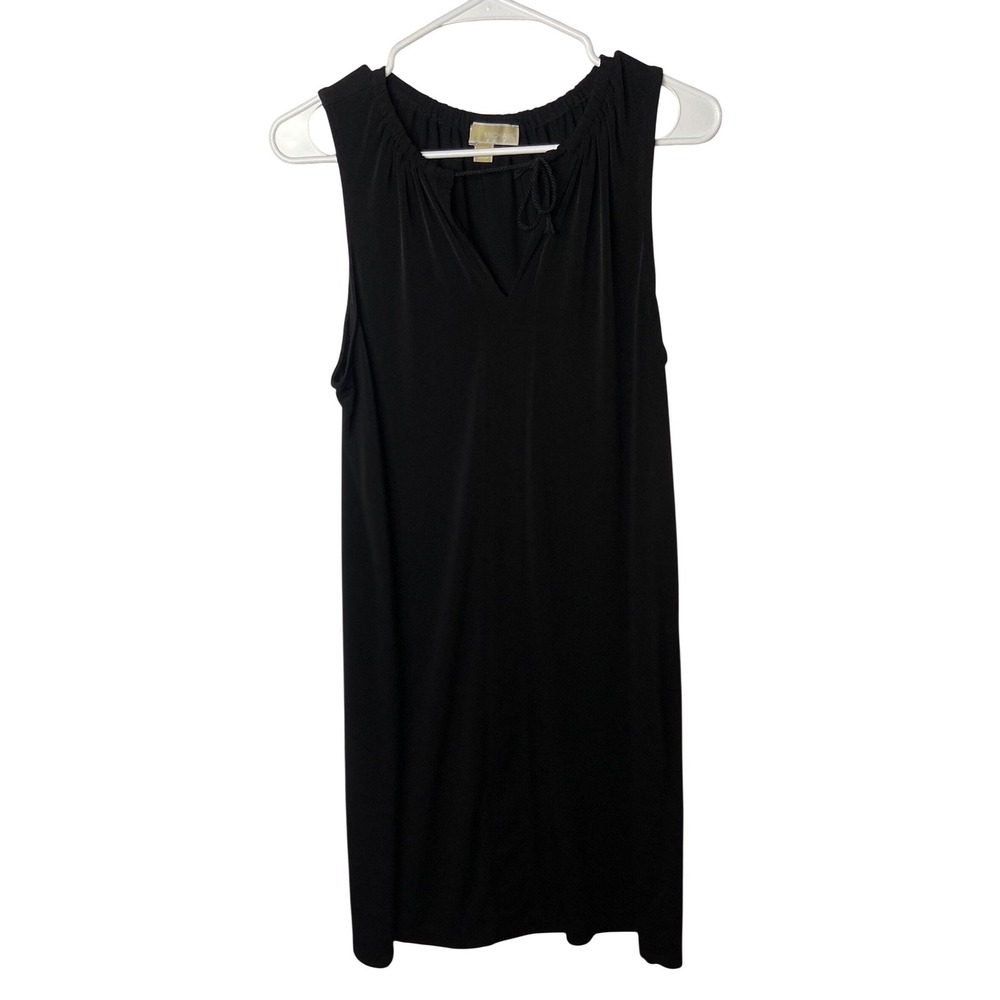 Michael Michael Kors‎ Women's Black Sleeveless Keyhole Tie-Neck Dress Size M